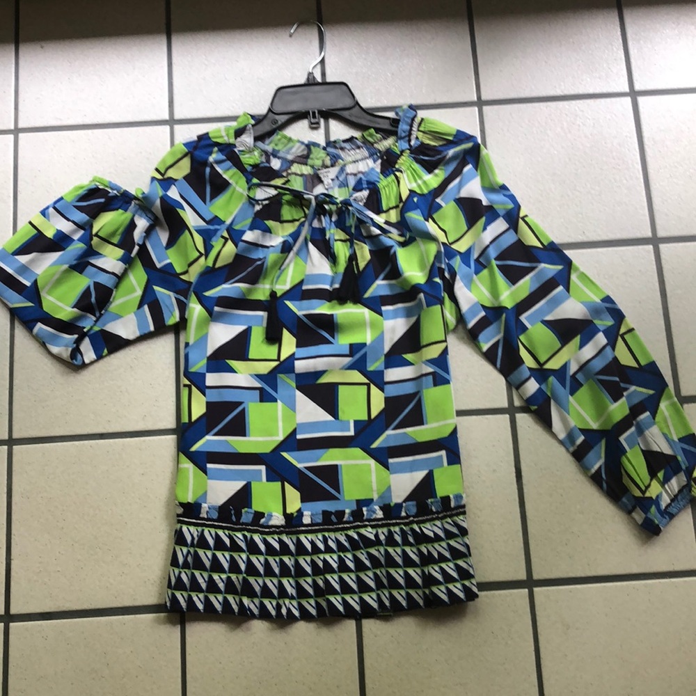 Blue/Green Off Shoulder Blouse